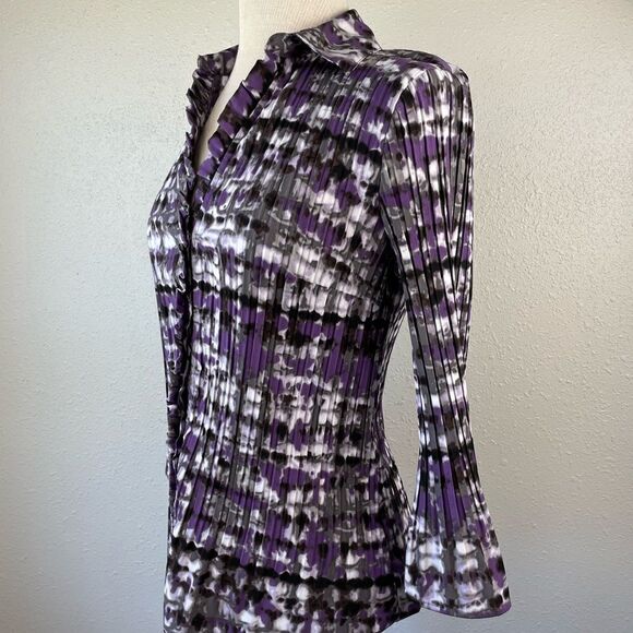 Fred David Purple Stretch Button Down Shirt Size M EUC - Picture 3 of 6